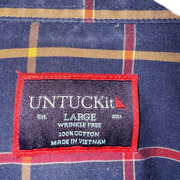 UNTUCKit Sz L Wrinkle Free Georgio‎ Shirt Button Down Check Casual Office Preppy - Picture 13 of 13